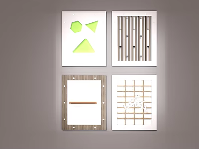 Creative Ceiling Panel Designs Featuring Geometric Shapes Stripes Wooden Accents and Grid Patterns 3d model