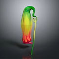 Distinctive Colorful Plant Featuring Green Yellow Red Gradient Curved Structure And Long Stem
