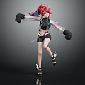 Red Haired Fantasy Character Leaping With Mythical Creature And Winged Accessories