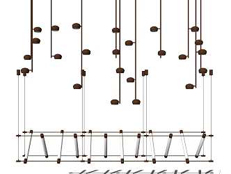 Modern Chandelier Metal Long Chandelier 3d model