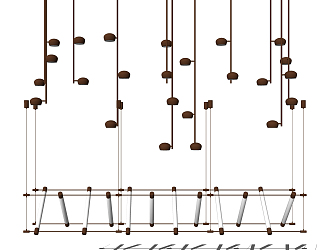 Modern Chandelier Metal Long Chandelier 3d model