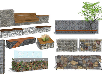 modern outdoor chair gabion bench model