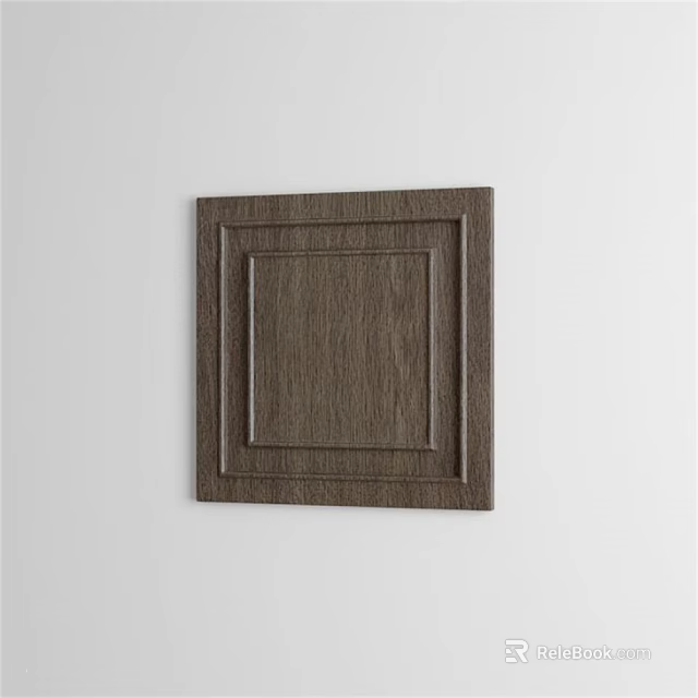 Hand Carved Wooden Sculpture Panel With Square Frame And Natural Grain 3d model 