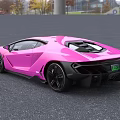 Pink Lamborghini Sports Car With Sleek Modern Body Design And Black Wheels