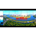 Multi Screen Computer Monitor Displaying High Definition Urban City Skyline View
