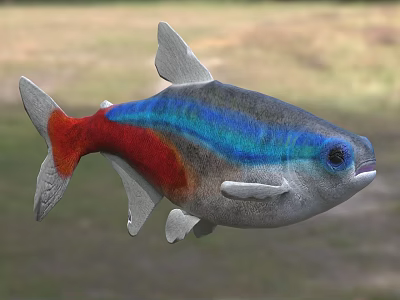 Colorful Aquatic Fish with Blue Red Silver Vibrant Body and Shiny Scales in Natural Habitat 3d model
