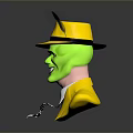 Green Skinned Character In Yellow Suit With Feather Hat And Black Skull Tie Bust Sculpture