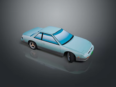 Light Blue Two Door Sports Car With Modern Sleek Design And Shiny Reflective Finish 3d model