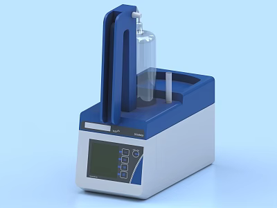 Modern Industrial Equipment Featuring Blue White Body Transparent Container Digital Display And Control Buttons 3d model