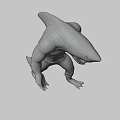 Muscular Shark Headed Game Movie Character With Open Mouth And Standing Pose
