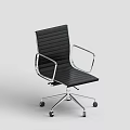 Modern Black Leather Office Chair With Chrome Frame Armrests And Rolling Casters