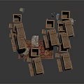 Wooden Crates Arranged As Outdoor Seating Setup With Grill Chair And Carpet