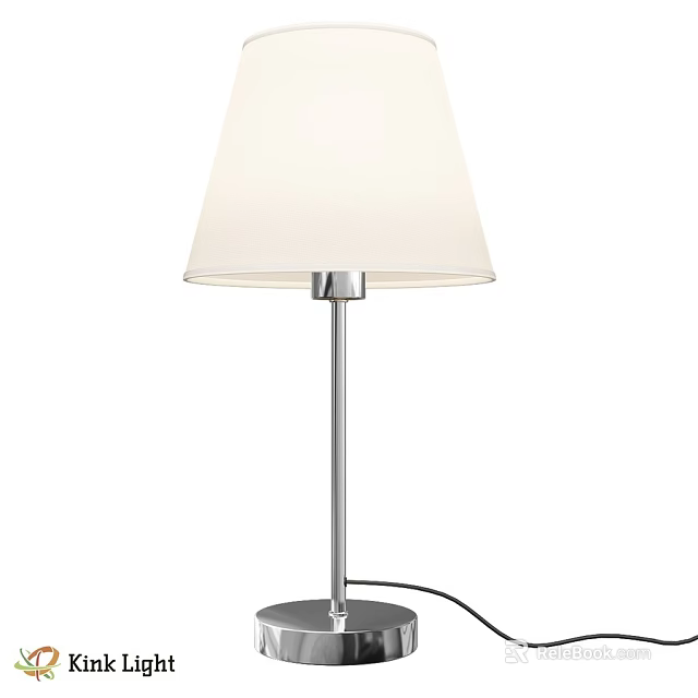 Modern Table Lamp With White Lampshade And Metal Stand Minimalist Design 3d model 