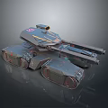 Futuristic Military Tank With Heavy Tracks Dual Cannons And Angular Armored Design