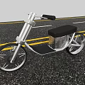 Modern Motorcycle With Silver Frame Black Seat On Road With Yellow Lines