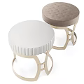 Elegant Modern Ottoman Stools with Leather Upholstery White and Brown Metal Frame Design