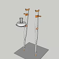 Adjustable Medical Crutches With Wooden Handles And Cup Holder Tray