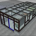 Villa Balcony Sunroom Design With Glass Roof And Gray Tiled Floor