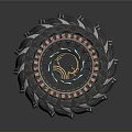 Futuristic Mechanical Gear Structure With Metallic Frame Internal Copper Coils And Gear Details