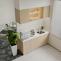 Modern Light Wood Kitchen Cabinets With Open Shelves Sink And Appliances