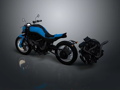Stylish Blue Cruiser Motorcycle With Modern Design And Black Engine Components 3d model