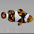 Colorful Striped Clownfish With Orange Black And White Patterns On Dark Background