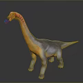 Long Neck Dinosaur Model With Red And Yellow Neck Gray Body And Long Tail Standing