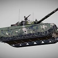 Military Camouflage Armored Tank With Main Gun Tracks And Antenna System