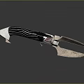 Modern Silver And Black Weapon With Forked Blades And Striped Handle Design 3d model