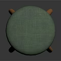 Modern Wooden Stool With Round Green Padded Seat And Sturdy Legs