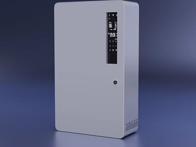 Modern Industrial Equipment Control Panel With Digital Display Buttons And Gray Square Casing 3d model