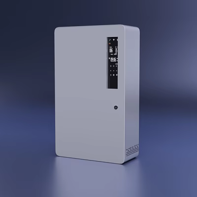 Modern Industrial Equipment Control Panel With Digital Display Buttons And Gray Square Casing 3d model