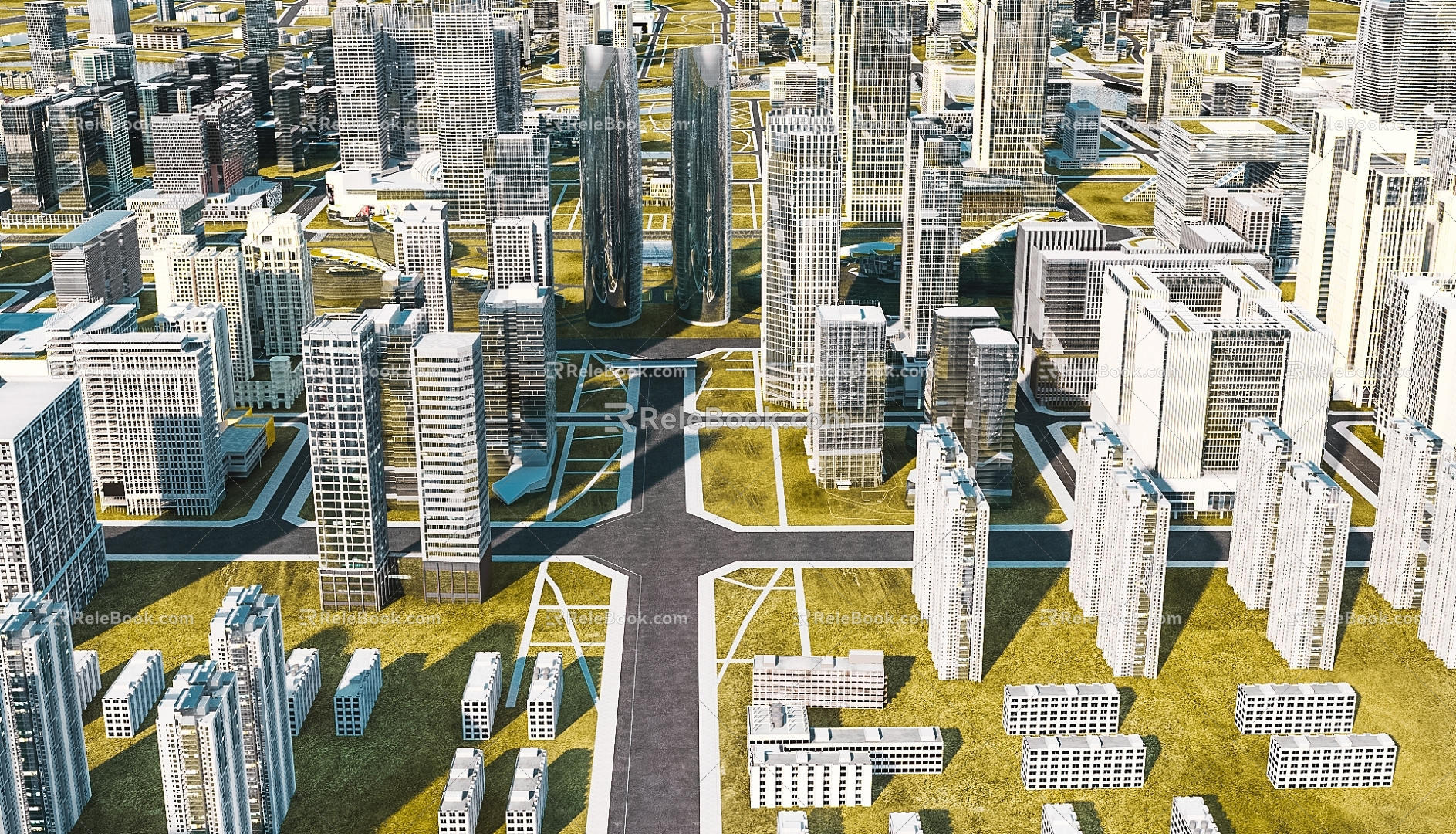 A Bird's Eye View of Modern City Urban Era Planning 3d model