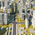 A Bird's Eye View of Modern City Urban Era Planning 3d model