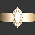 Shiny Gold Ring With Large Central Diamond And Surrounding Small Diamonds Simple Design 3d model
