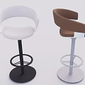 Modern White and Brown Bar Stools with Curved Backrests Metal Legs Round Bases