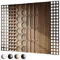Contemporary Decorative Background Wall With Circular Rectangular And Grid Textured Panels