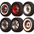 Assorted Car Tires With Different Wheel Rim Styles And Colors 3d model