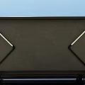 Modern Outdoor Awning With Black Frame Gray Fabric And LED Light
