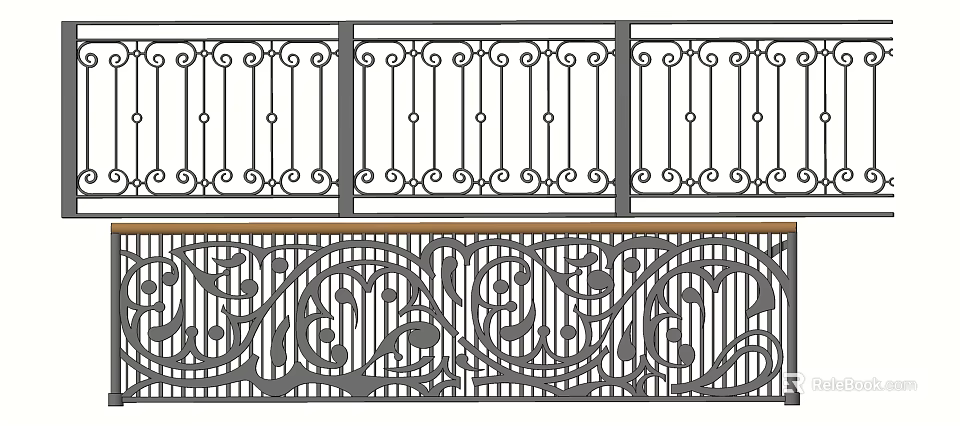 Ornate Decorative Fence Design With Intricate Scroll Patterns And Metal Work 3d model