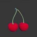 Fresh Ripe Cherries With Red Juicy Fruits And Yellow Stems On Dark Background