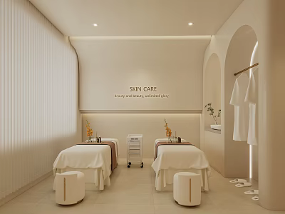 Serene SPA Space With Treatment Beds And Minimalist Design 3d model