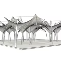 Modern tensioned membrane pavilion special-shaped creative landscape structure 3d model