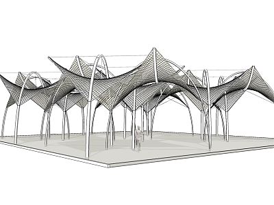 Modern tensioned membrane pavilion special-shaped creative landscape structure 3d model