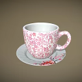 Pink Cherry Blossom Patterned Ceramic Cup And Saucer With Floral Design