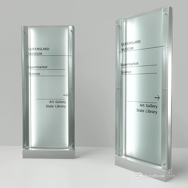 Commercial Standing Directional Signs With Text And Arrow For Public Facility Wayfinding 3d model 