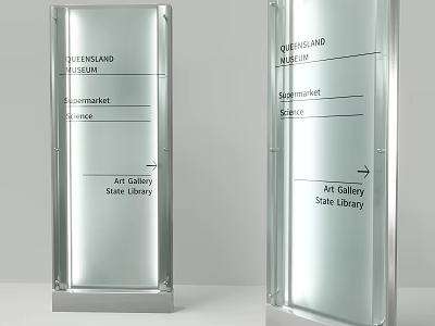Commercial Standing Directional Signs With Text And Arrow For Public Facility Wayfinding 3d model