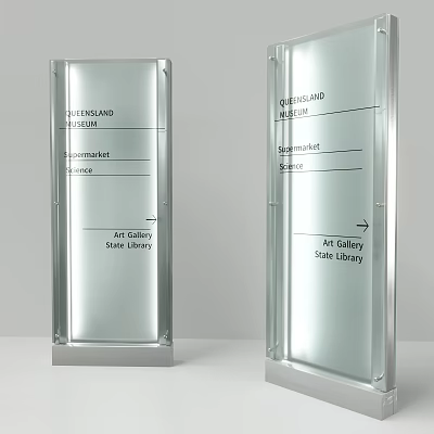 Commercial Standing Directional Signs With Text And Arrow For Public Facility Wayfinding 3d model