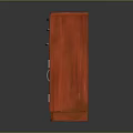 Classic Red Wooden Cabinet Featuring Two Drawers And Double Doors With Handles