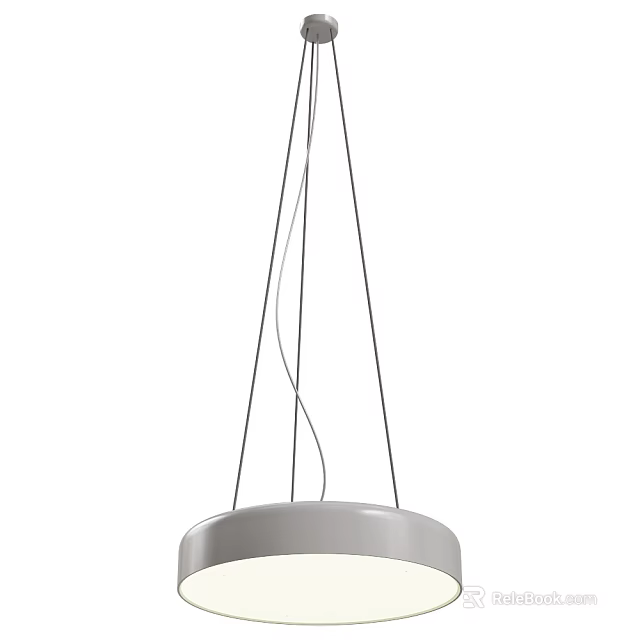 Modern Minimalist Pendant Light With Circular Shade And Silver Metal Hanging Wires 3d model 